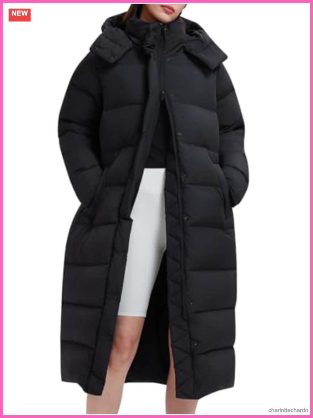 800FP Long Down Puffer Coat Cinched Waist Water-Resistant Winter Jacket